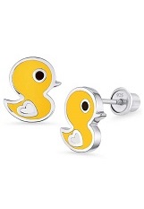 small enamel baby chick screw back earrings